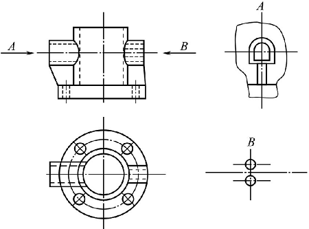 图1-23钣金加工件局部视图 图1-23钣金加工件局部视图